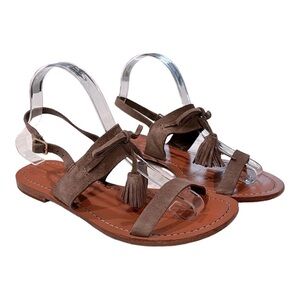 KATE SPADE Carlita Brown Suede Leather Tassel Sandals. Size 8